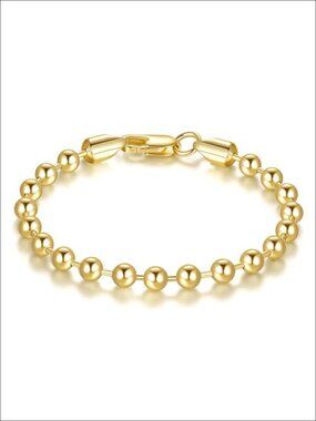 14k Gold Plated Bead Chain Bracelet Lobster Clasp Dainty Stackable